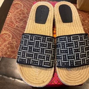 TORY BURCH Ribbon Espadrille Slide perfect Navy/ivory, size 9.5,BNIB, MSRP$265